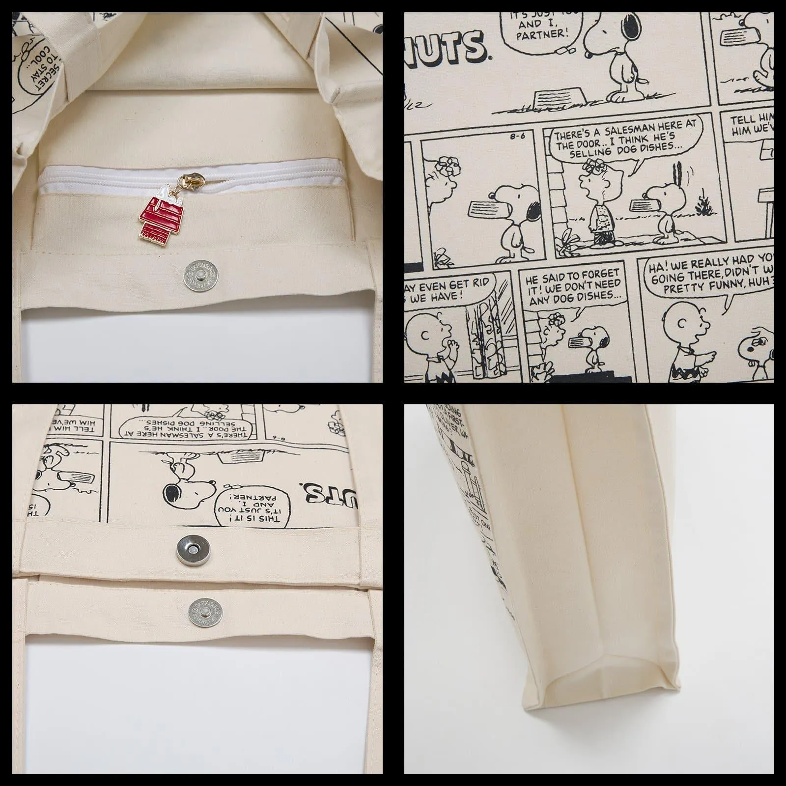 Snoopy Print Graphic Canvas Tote Bag