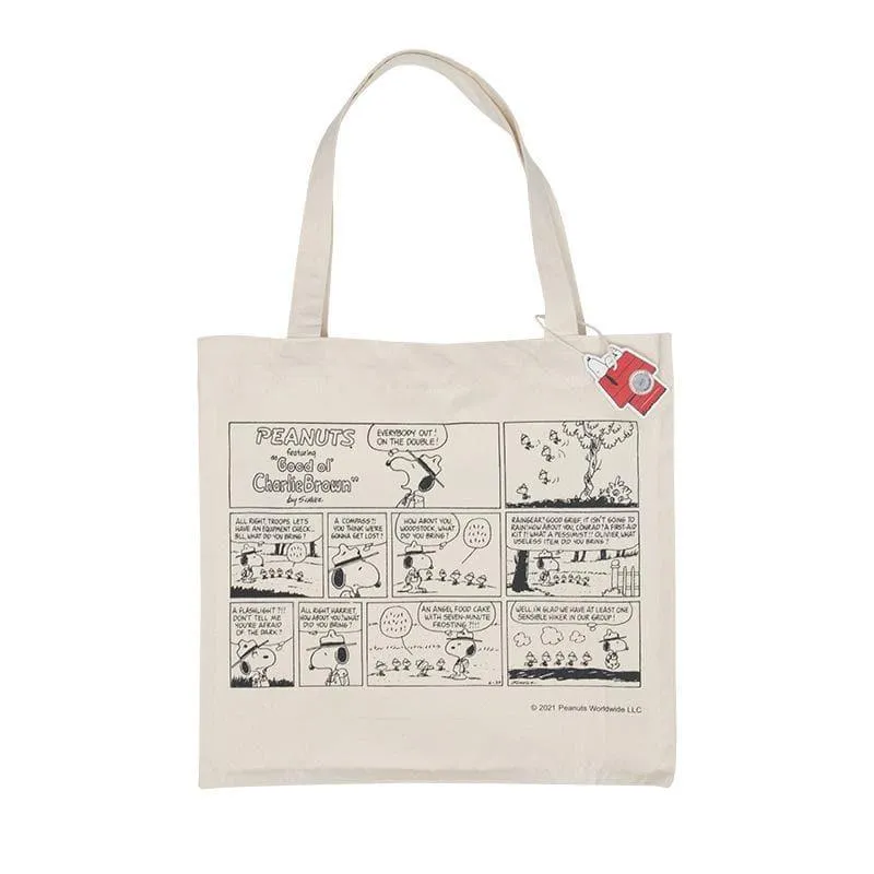 Snoopy Print Graphic Canvas Tote Bag