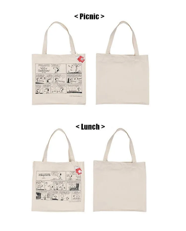 Snoopy Print Graphic Canvas Tote Bag