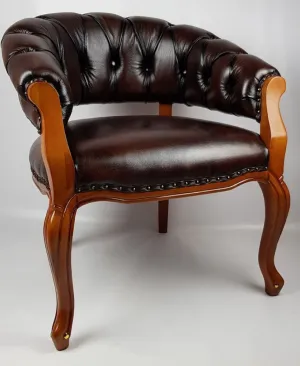 Solid Wood Frame Real Leather Chesterfield Captains Visitor Chair HSN-CPT-307