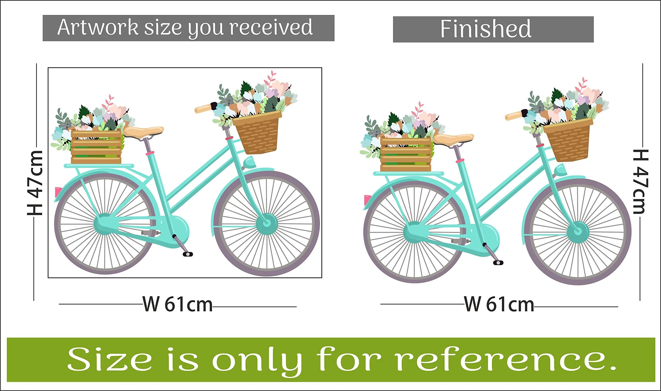 Sticker Hub Beautiful Decorative Bicycle Wall Sticker 47cm X 61cm AS245