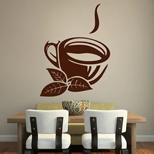 Sticker Hub 'Tea Cup and Leaves' Wall Sticker DKKS0113BL