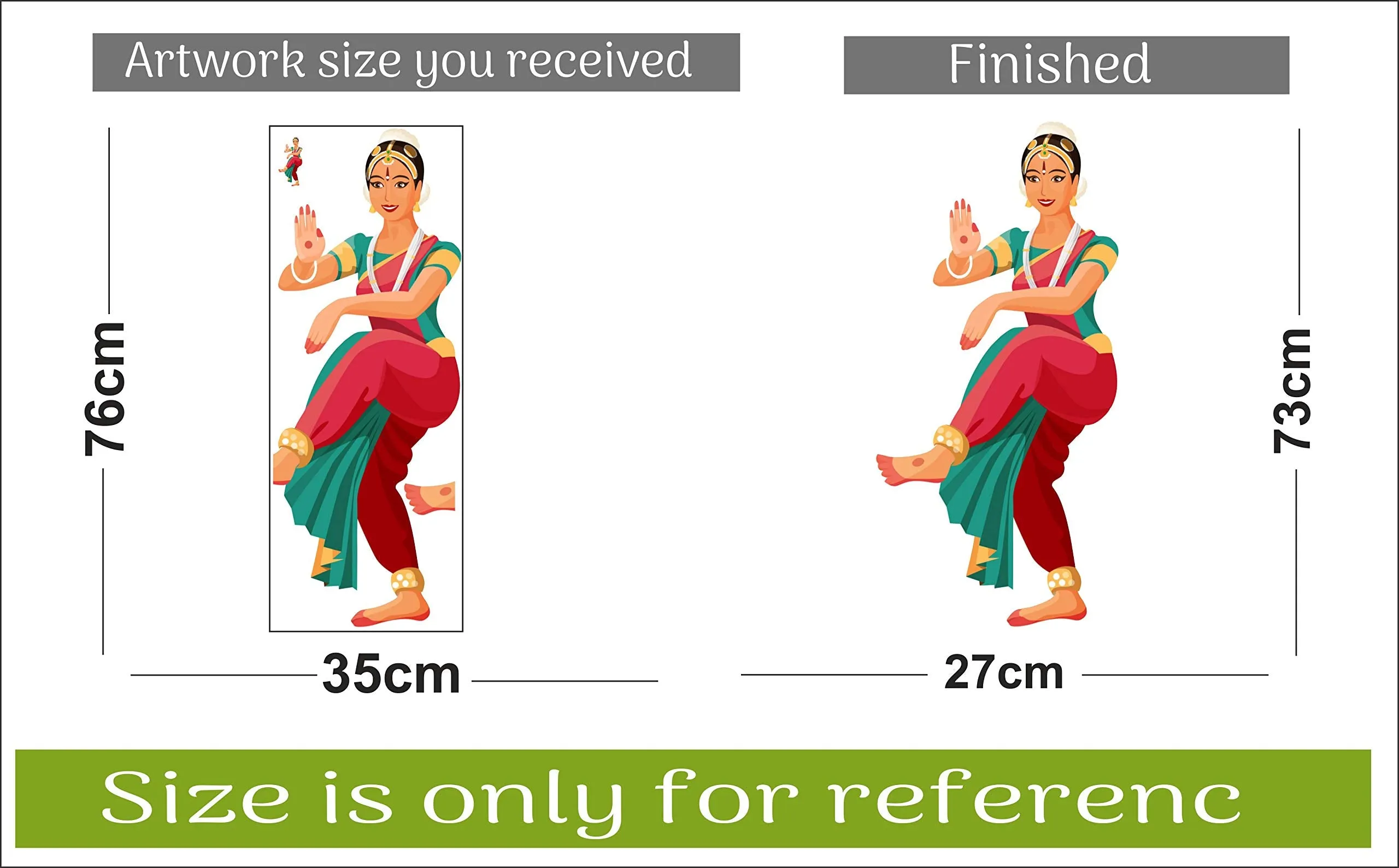 Sticker Hub Wall Sticker for Living Room -Bedroom - Office - Home Decor |Traditional Dancing Indian Girl Wall Stickers (73Cm X 27Cm) BS856