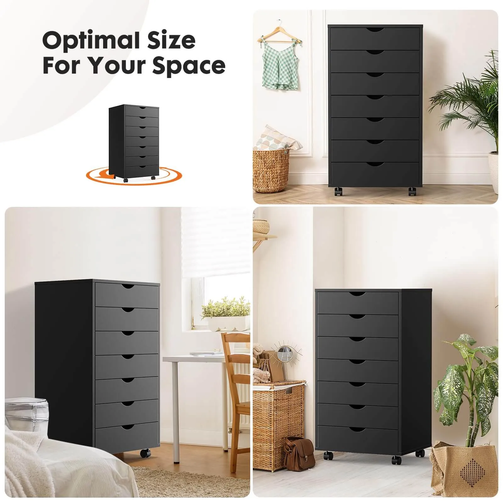 Storage Cabinet Dressers with Wheels Mobile Organizer Drawers for Office, Bedroom, Home