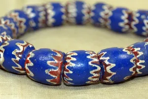 Strand of Vintage 1940s Hand-Made Glass "Chevron" Beads