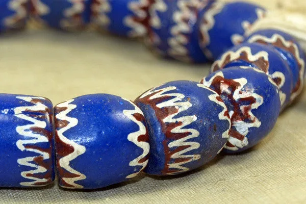 Strand of Vintage 1940s Hand-Made Glass "Chevron" Beads