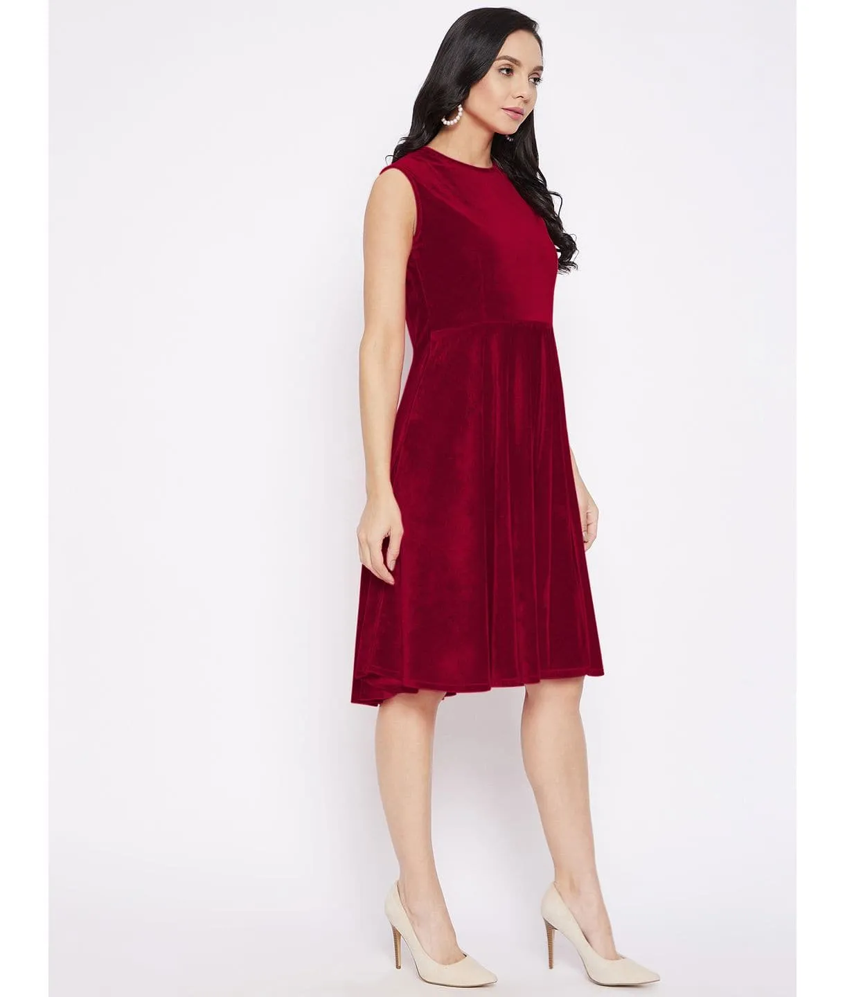 Stretchable Velvet Skater Dress