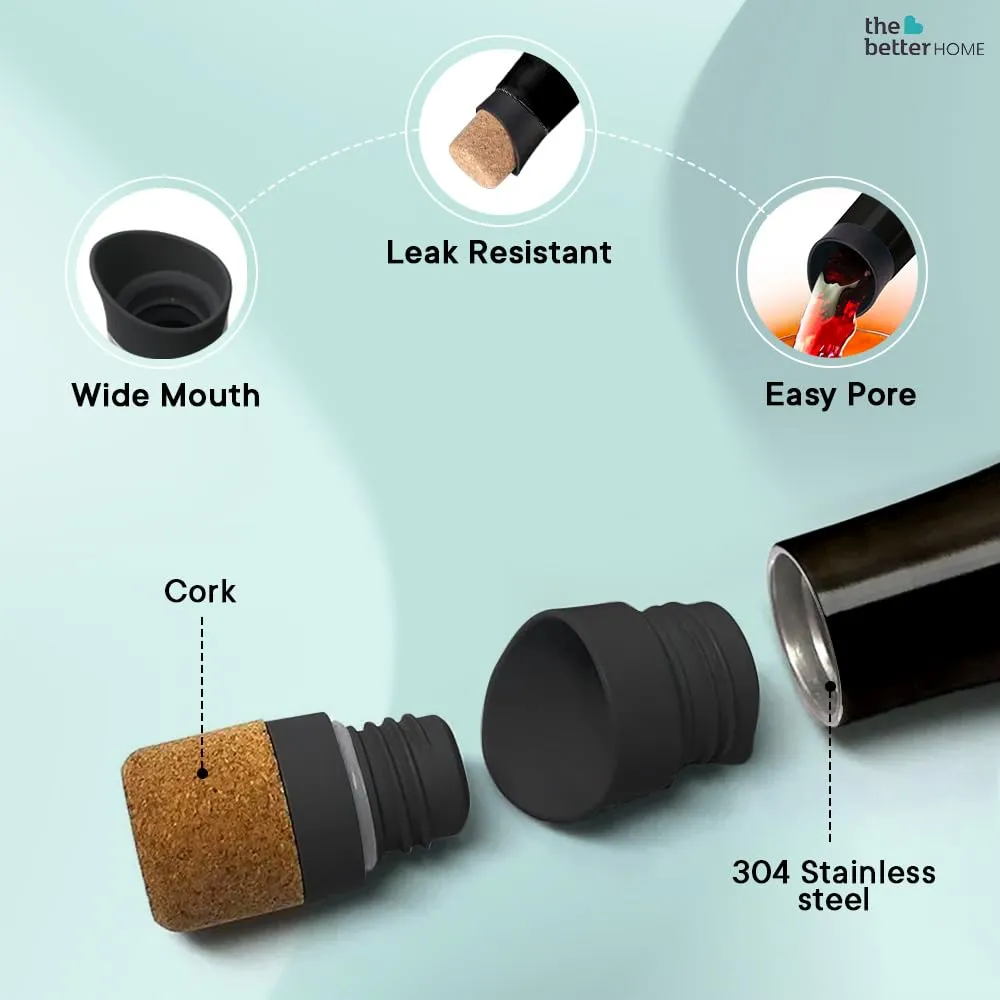 The Better Home Insulated Stainless Steel Water Bottle with Cork Cap | 18 Hours Insulation | Pack of 100-750ml Each | Hot Cold Water for Office School Gym | Leak Proof & BPA Free | Silver Colour