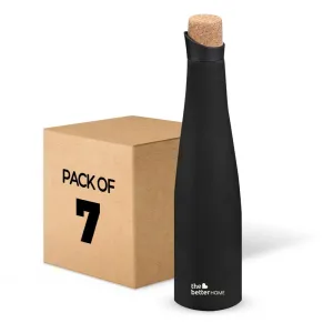 The Better Home Insulated Stainless Steel Water Bottle with Cork Cap | 18 Hours Insulation | Pack of 7-500ml Each | Hot Cold Water for Office School Gym | Leak Proof & BPA Free | Black Colour