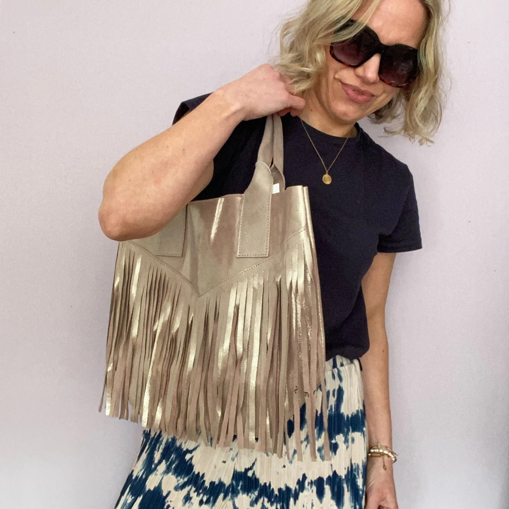The Fringed Leather Shopper