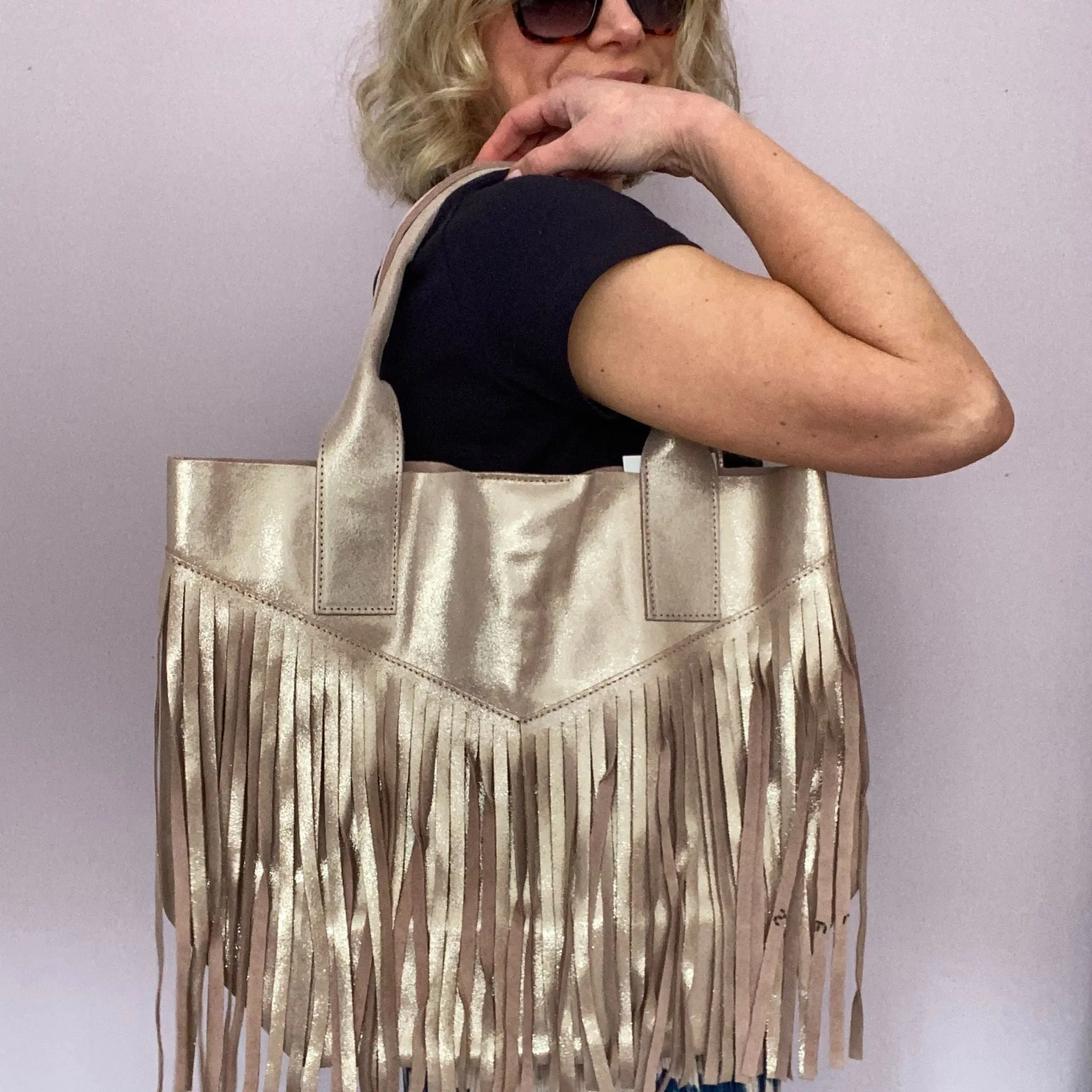 The Fringed Leather Shopper