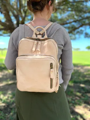 The Ginny Backpack in Natural Veg. Tan Leather