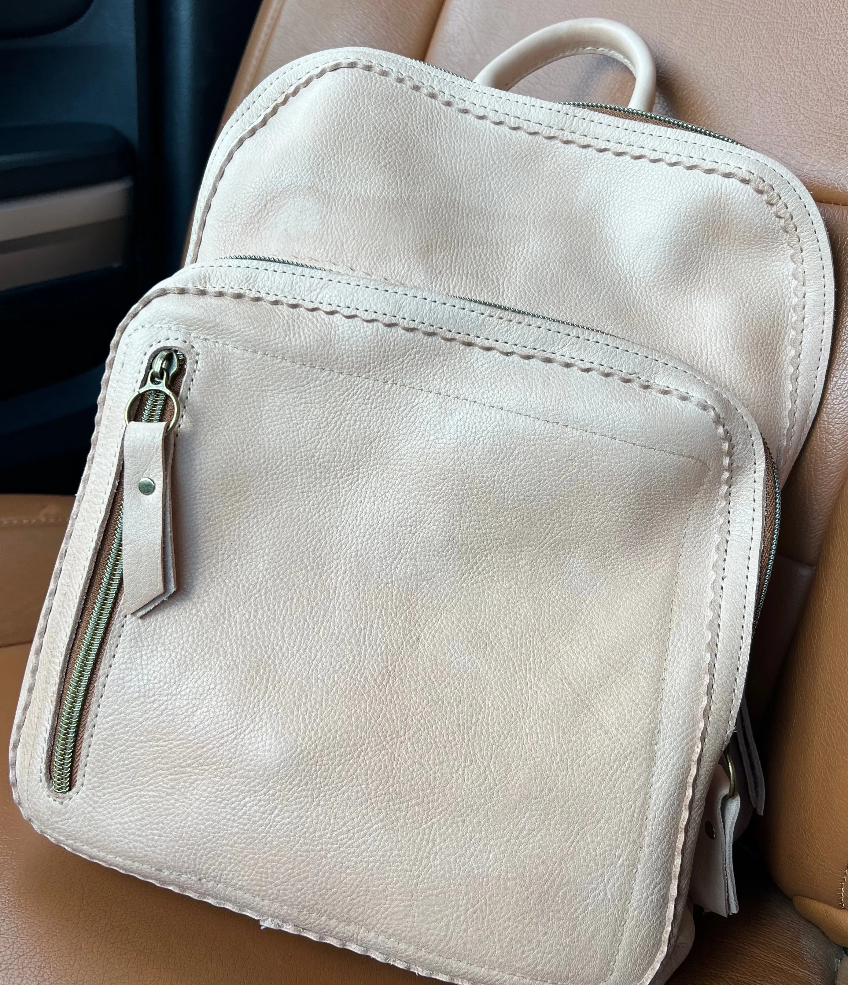 The Ginny Backpack in Natural Veg. Tan Leather