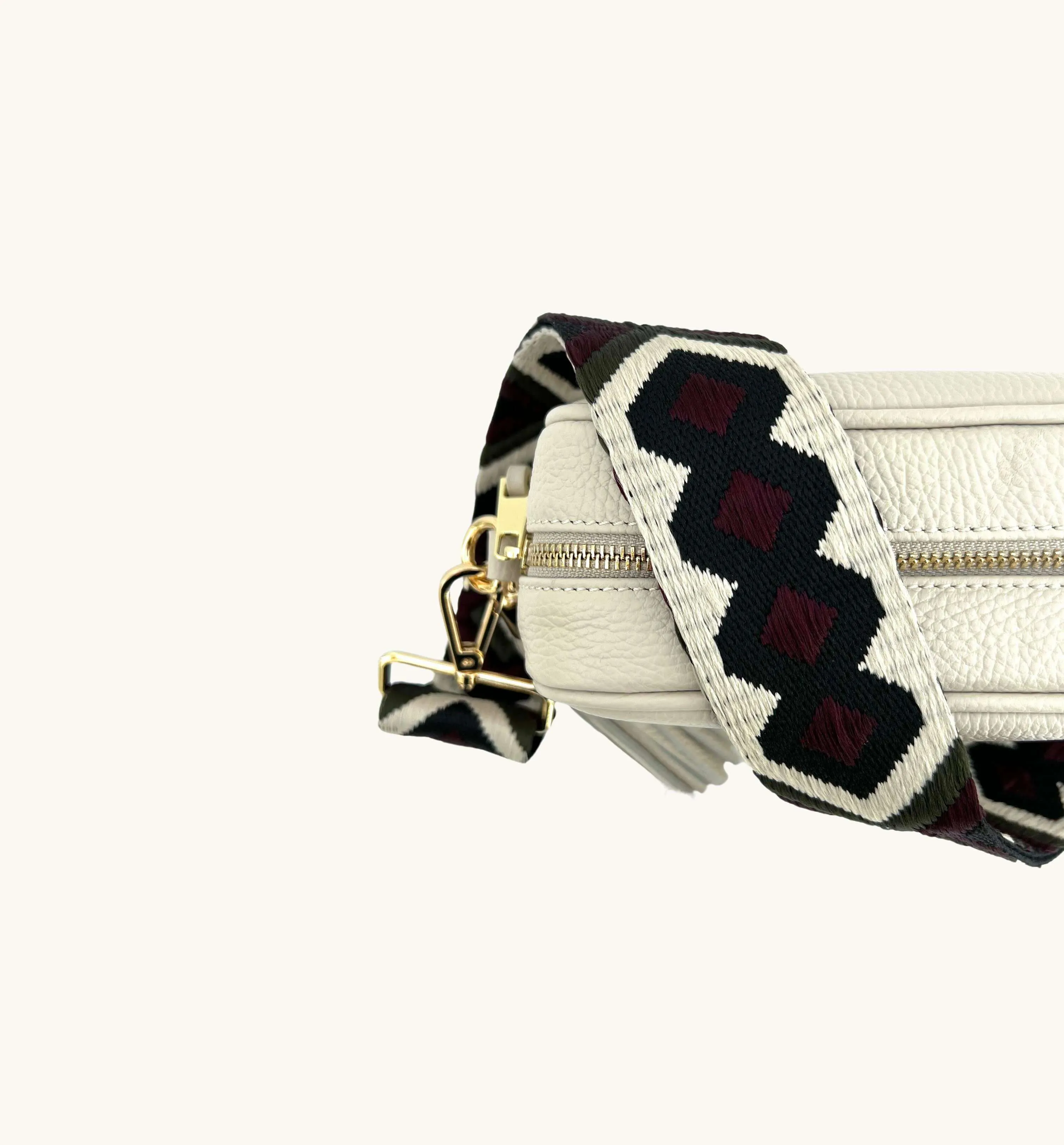 The Tassel Stone Leather Crossbody Bag With Port & Olive Diamond Strap
