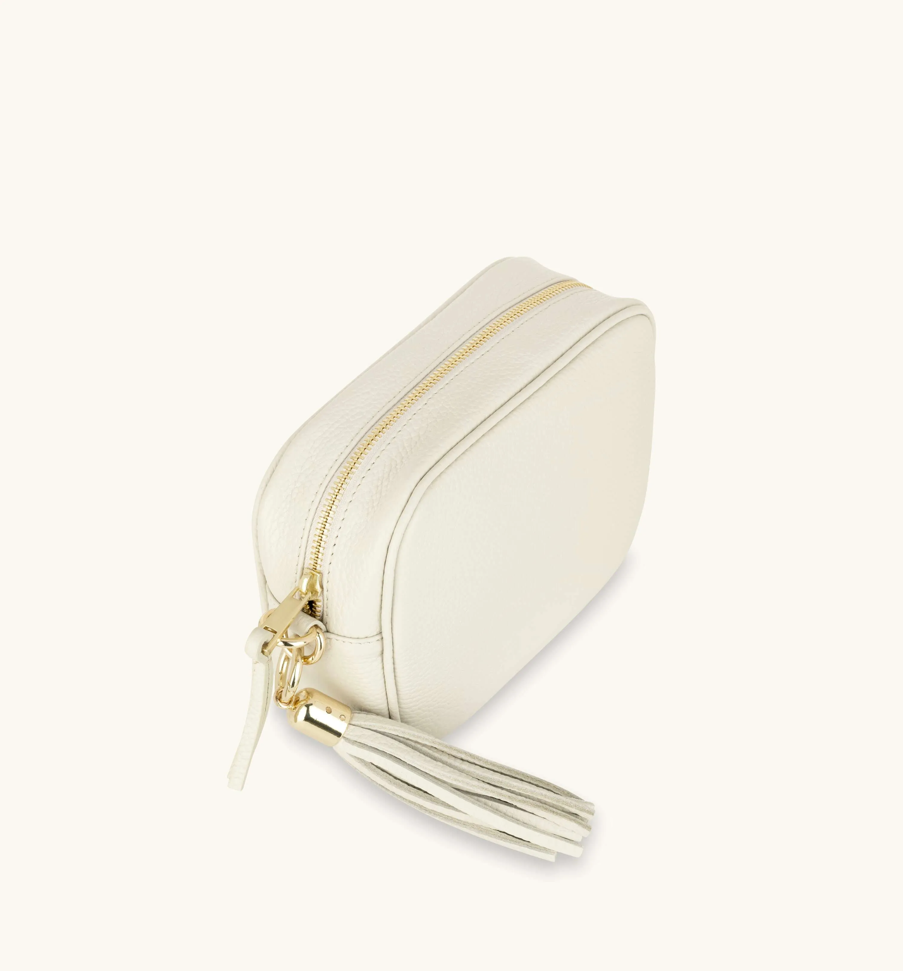 The Tassel Stone Leather Crossbody Bag With Port & Olive Diamond Strap