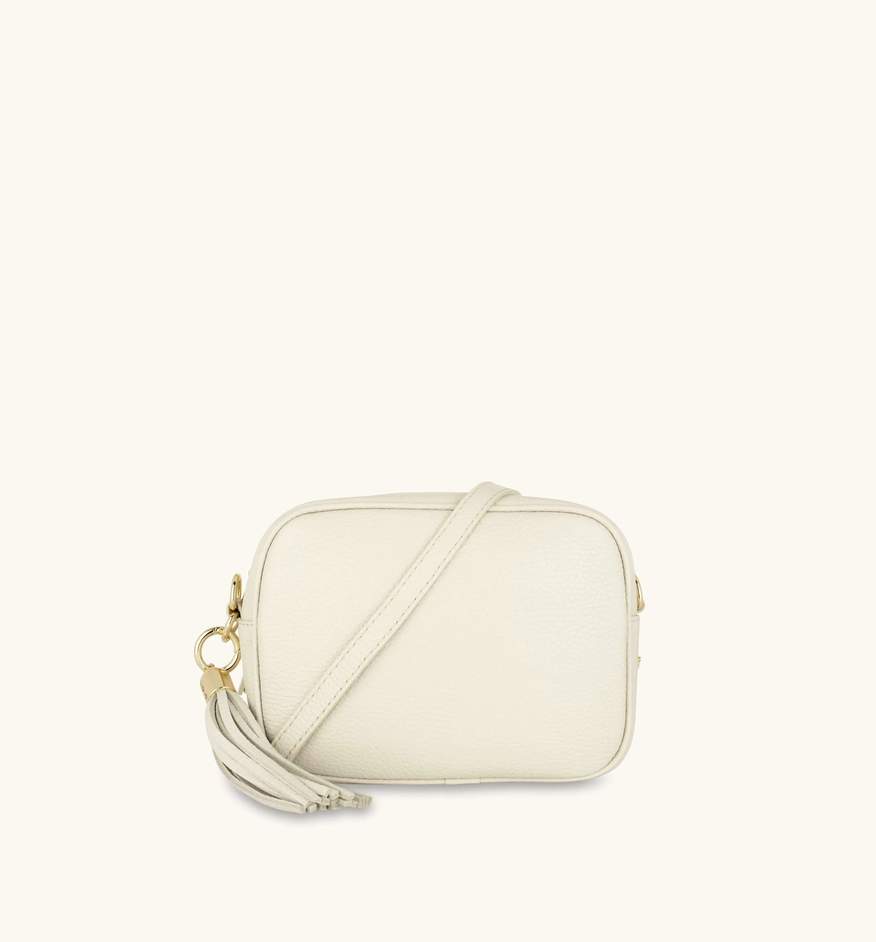 The Tassel Stone Leather Crossbody Bag With Port & Olive Diamond Strap