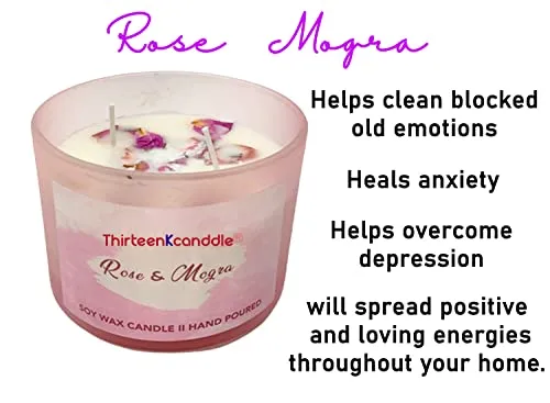 ThirteenKcanddle Rose Mogra Scented Aromatherapy Candles Naturals Soy Wax Gift Set for Festival Wedding Yoga Set of 1