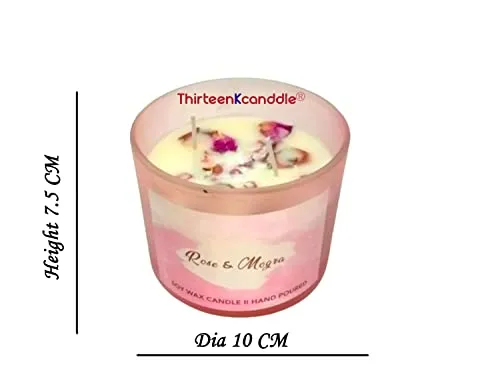 ThirteenKcanddle Rose Mogra Scented Aromatherapy Candles Naturals Soy Wax Gift Set for Festival Wedding Yoga Set of 1