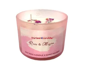 ThirteenKcanddle Rose Mogra Scented Aromatherapy Candles Naturals Soy Wax Gift Set for Festival Wedding Yoga Set of 1