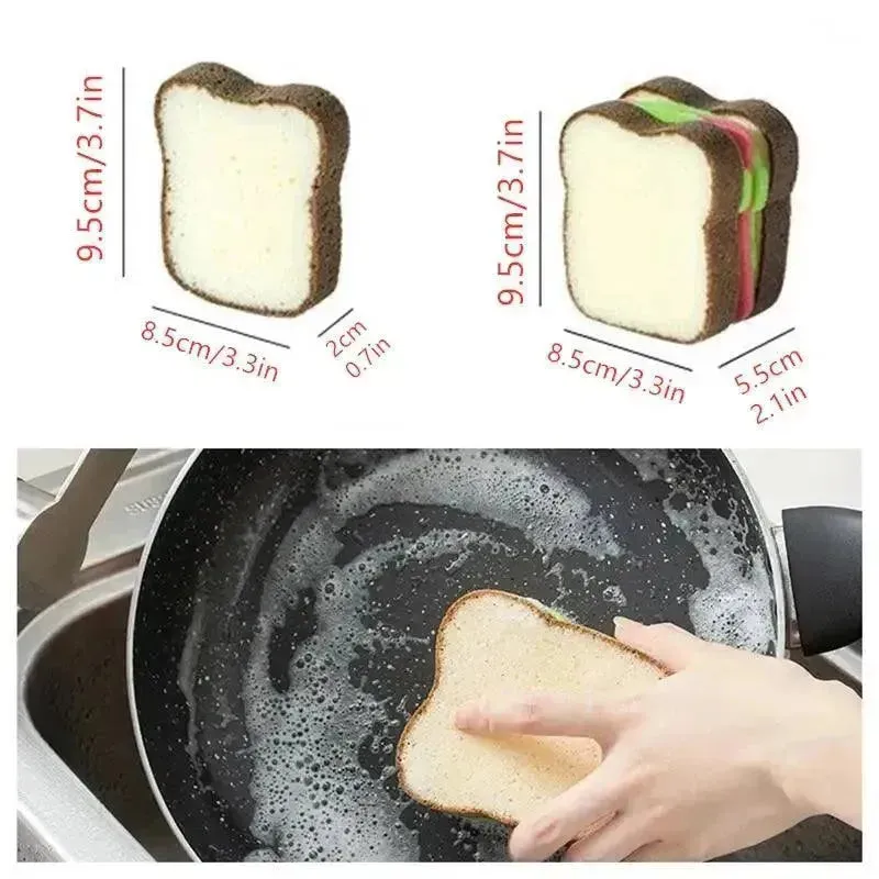 Toast Sandwich Dishwashing Sponge Scrub Wipe