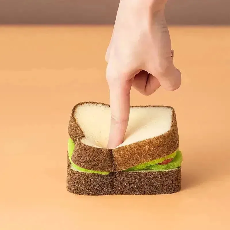 Toast Sandwich Dishwashing Sponge Scrub Wipe