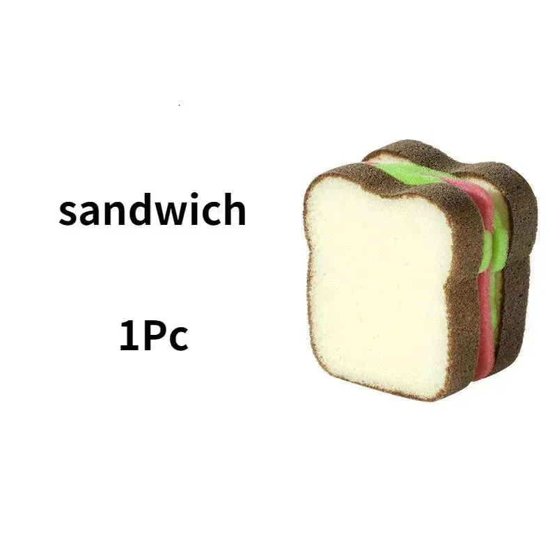 Toast Sandwich Dishwashing Sponge Scrub Wipe