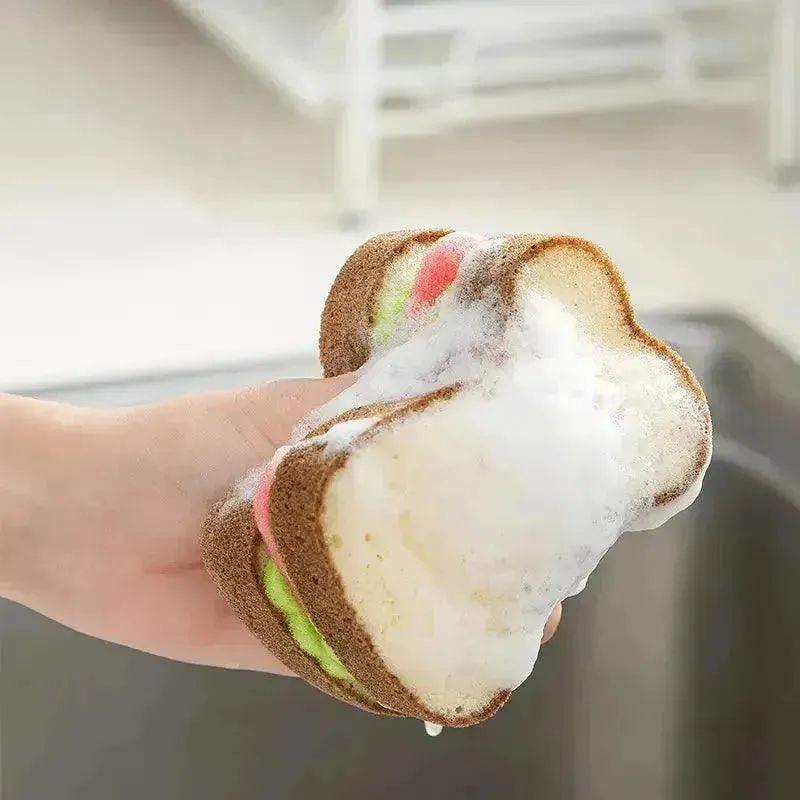 Toast Sandwich Dishwashing Sponge Scrub Wipe