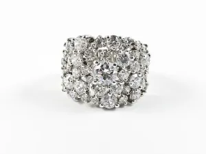 Unique Fancy Mix Shape CZ Pattern Brass Ring