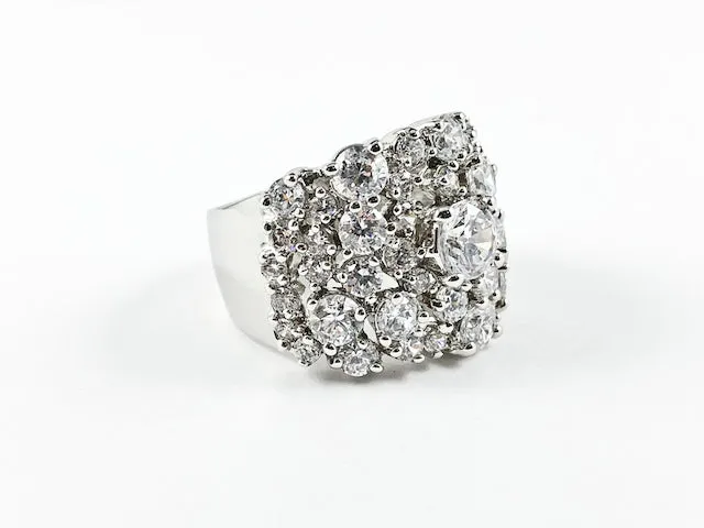 Unique Fancy Mix Shape CZ Pattern Brass Ring