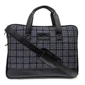 Vegan and Tweed Laptop Messenger Bag - Oxford Graphic Checks
