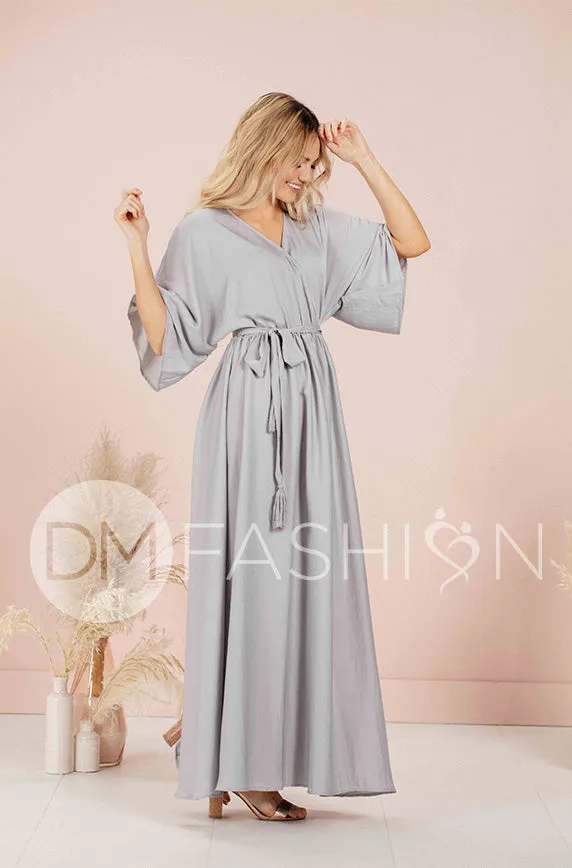 Venus Misty Gray Maxi - Nursing Friendly - Maternity Friendly - FINAL SALE