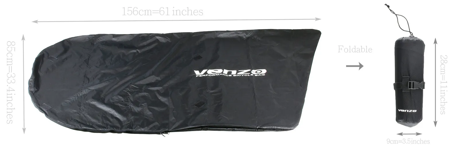 VENZO 210D Nylon Folding Bike Bicycle Travel Transport Carry Case Bag For 16 inch 20 inch Foldable Bikes - Carrying Bike Sack On Bus or Train