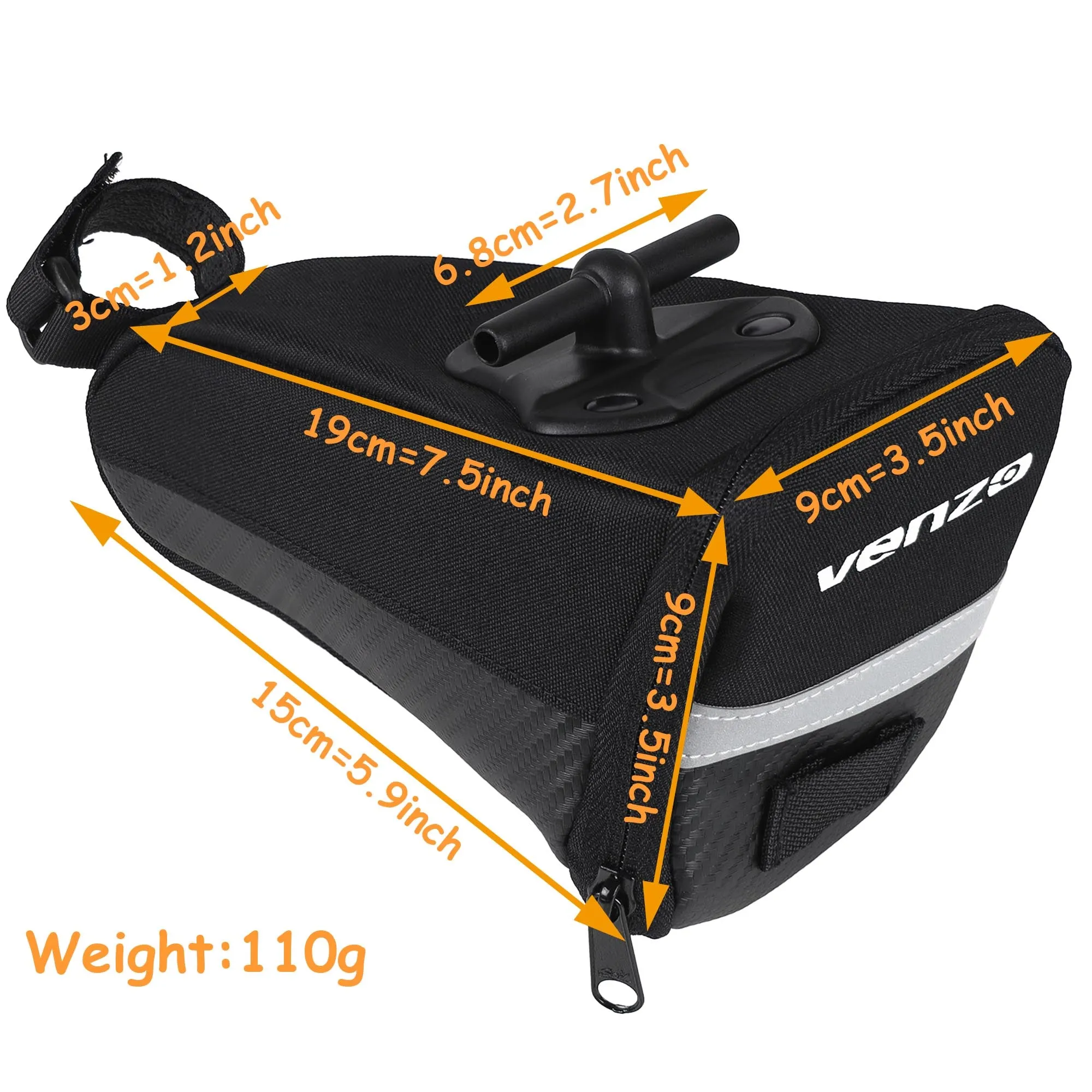 VENZO Road Mountain MTB Bike Bicycle Accessories T-Bar Polyester Seat Saddle Bag - Cycling Under Seat Bag Tool Pouch Pack - Medium