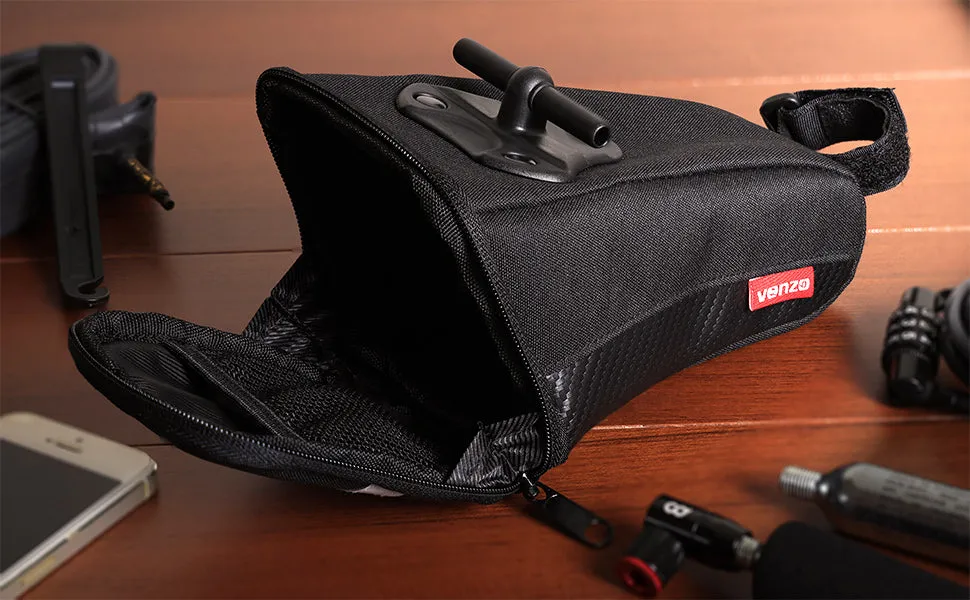 VENZO Road Mountain MTB Bike Bicycle Accessories T-Bar Polyester Seat Saddle Bag - Cycling Under Seat Bag Tool Pouch Pack - Medium