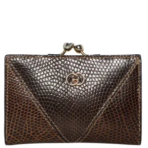 Vintage 1970s Gucci Lizard Embossed Frame Kisslock Coin Purse