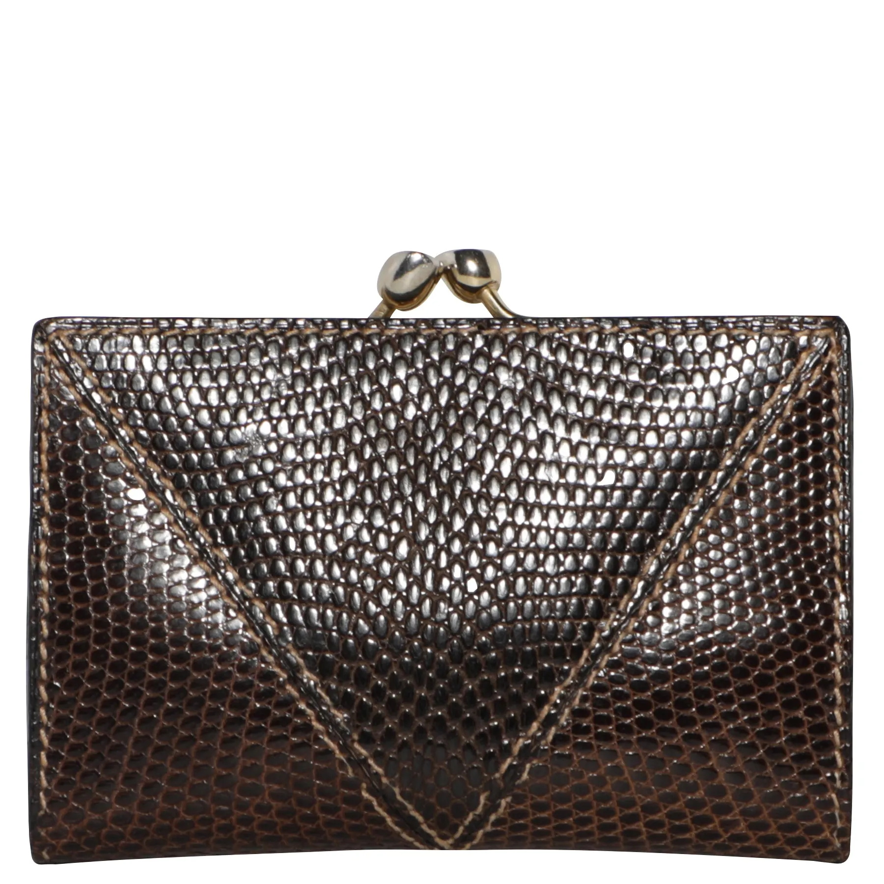 Vintage 1970s Gucci Lizard Embossed Frame Kisslock Coin Purse
