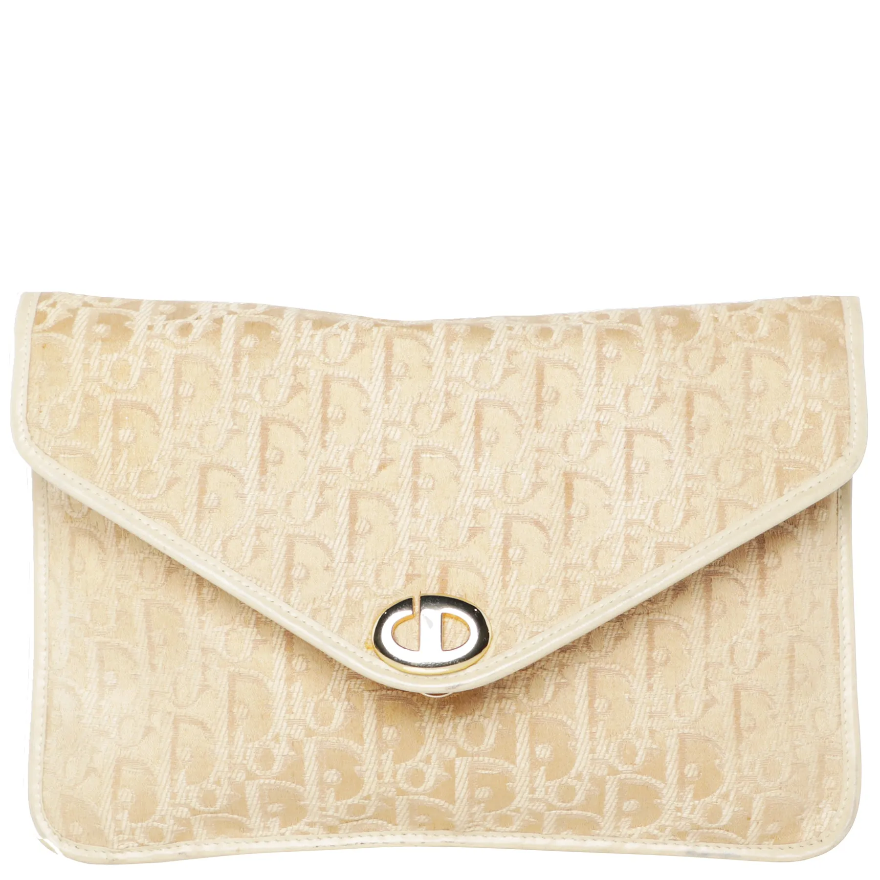 Vintage 70s Christian Dior Logo Canvas Envelope Clutch Bag