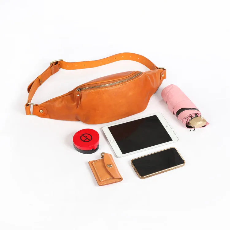 Vintage Women's Crossbody Chest Bag Leather Waist Bag For Women