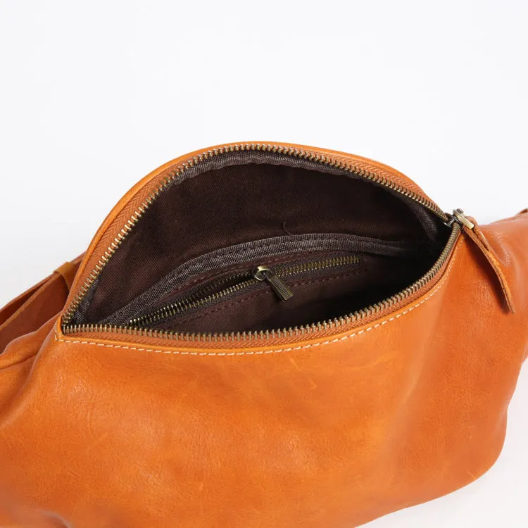 Vintage Women's Crossbody Chest Bag Leather Waist Bag For Women