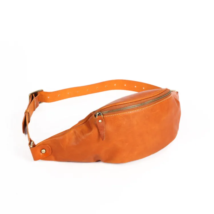 Vintage Women's Crossbody Chest Bag Leather Waist Bag For Women