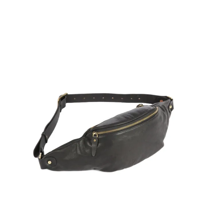 Vintage Women's Crossbody Chest Bag Leather Waist Bag For Women