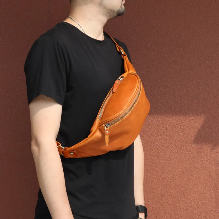 Vintage Women's Crossbody Chest Bag Leather Waist Bag For Women