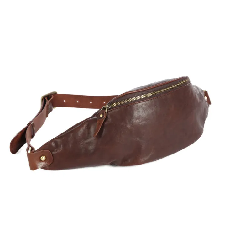 Vintage Women's Crossbody Chest Bag Leather Waist Bag For Women