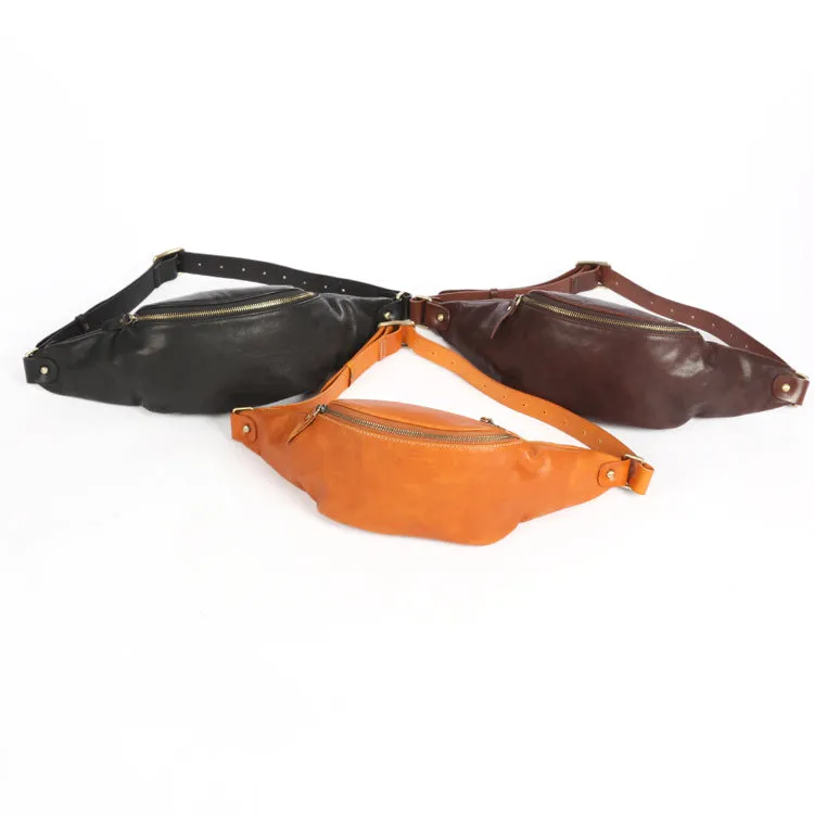 Vintage Women's Crossbody Chest Bag Leather Waist Bag For Women