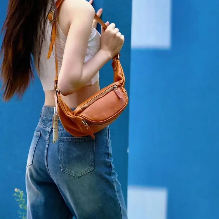 Vintage Women's Crossbody Chest Bag Leather Waist Bag For Women