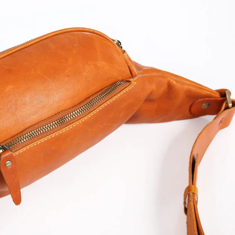 Vintage Women's Crossbody Chest Bag Leather Waist Bag For Women