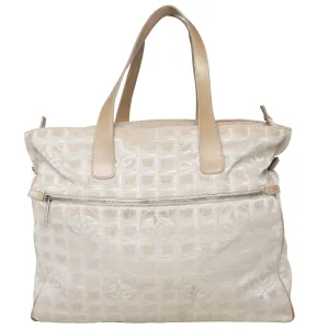Vtg Y2K Chanel Travel Large Nylon Canvas Leather Tote Diaper Top Handle Bag