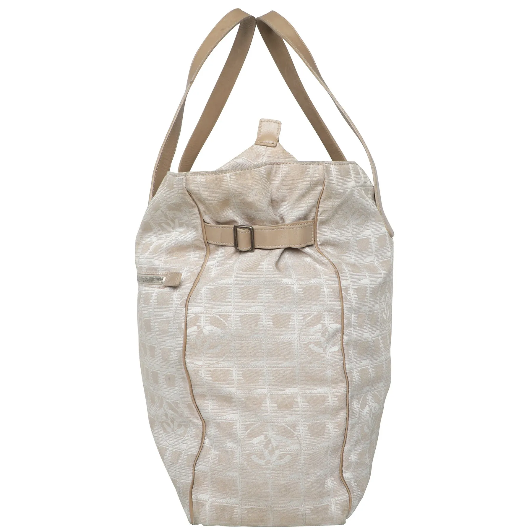 Vtg Y2K Chanel Travel Large Nylon Canvas Leather Tote Diaper Top Handle Bag