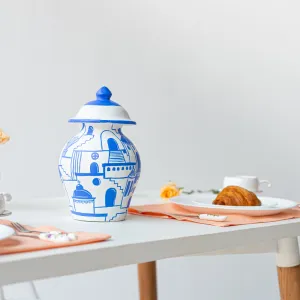 Wandering in Thira- Handpainted Flower pot