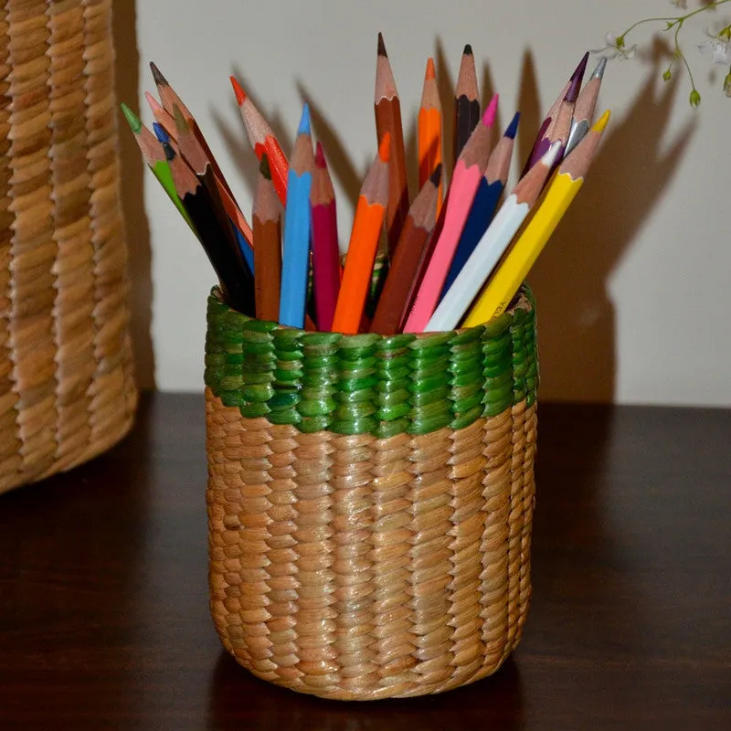 Water Hyacinth Cutlery & Pen Holder | Green